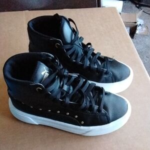 Puma Leather Platform Black Shoes High Tops Size 5.5 Womens
